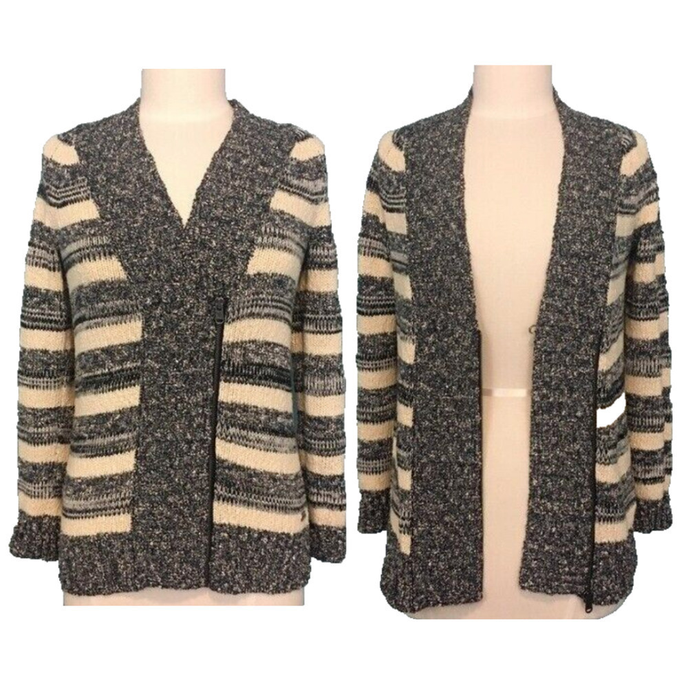 Eddie Bauer Striped Asymmetric Zip Sweater